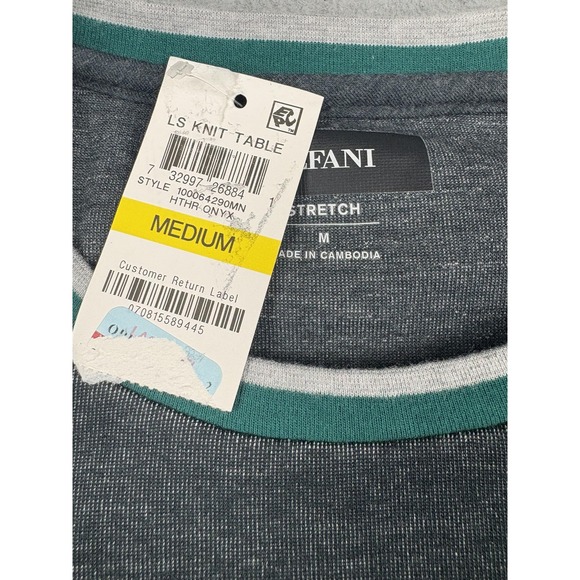 Alfani Sweater Mens Medium Gray Green Pocket Crewneck Stretch Pullover Onyx New - Picture 2 of 7